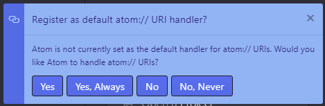 Screenshot of atom URI handler